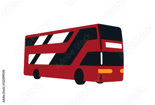 Traditional english public transport, red double decker bus, mass transit in england, transfer for tourists to travel in London flat vector illustration.