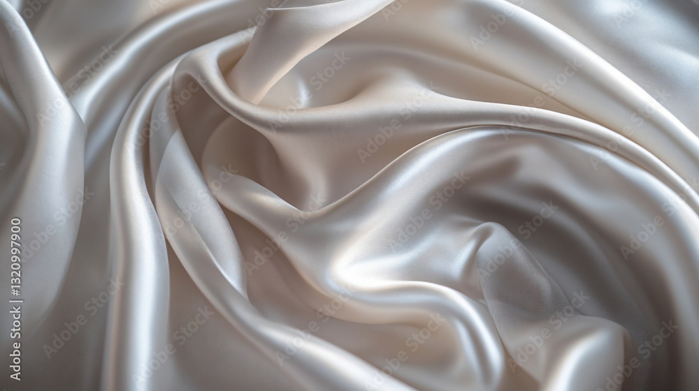 Obraz premium Luxurious Flow: Waves of Creamy Silk Fabric with Delicate Reflections