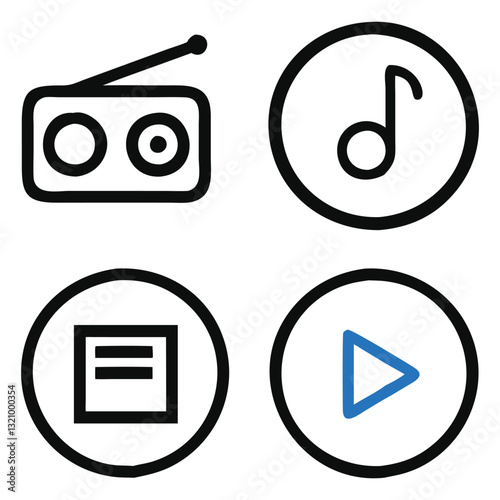 Minimalistic Radio & Media Icon Set

