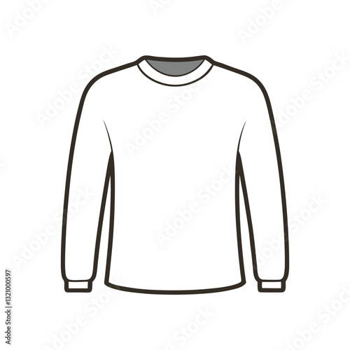 White long sleeve t-shirt vector isolated on a white background, blank top for fashion apparel mockup, unisex casual shirt design for branding, outfit templates, clothing visualization or ads

