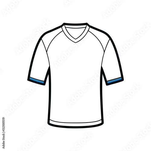 Flat white sport t-shirt icon, casual athletic wear top, blank short sleeve vector template for clothing branding, print, or online store

