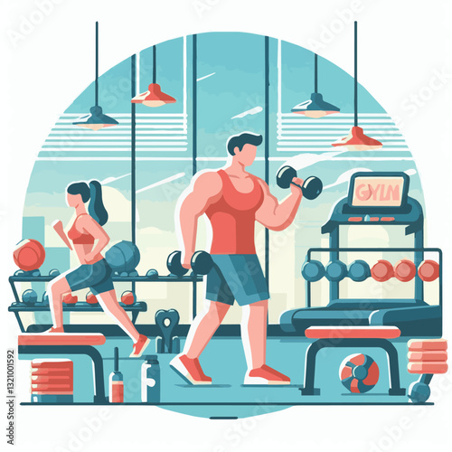 gym, fitness, healthy, exercise, sport, equipment, workout, training, health, lifestyle, body, fit, activity, interior, club, power, strength, athlete, weight, treadmill, trainer, background, woman, a