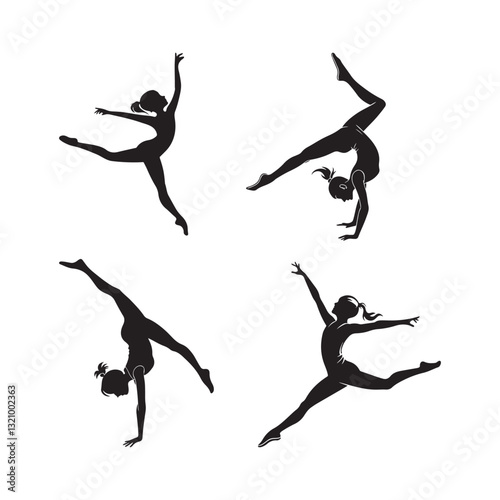 Female Gymnastics Silhouette illustration Design
