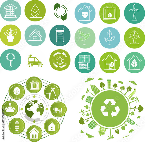 ecology icons set