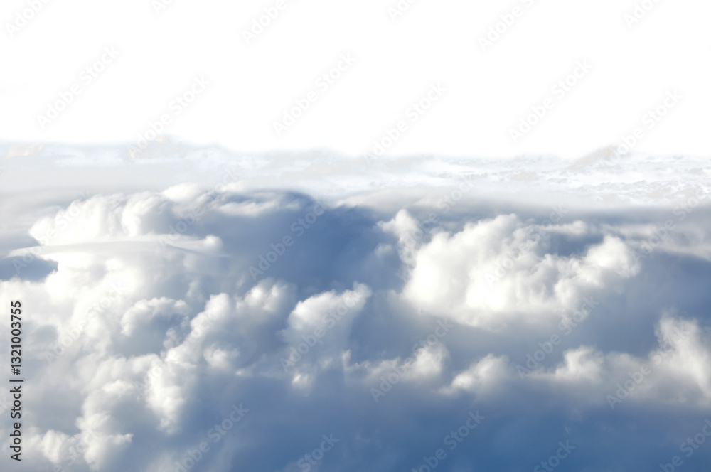 Clouds seen from above isolated on white or transparent background, png cut out