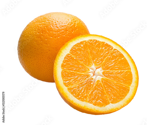 Fresh orange with juicy segments, sliced open to reveal vibrant color and texture. Perfect for healthy snacks or refreshing drinks