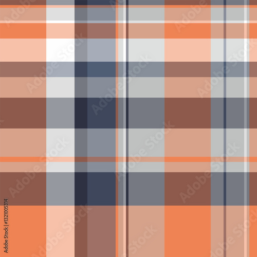 Nostalgic background texture seamless, form check vector tartan. Mockup fabric plaid textile pattern in orange and pastel colors.