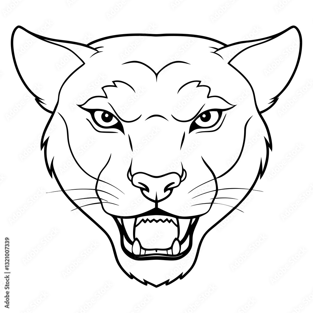 Fototapeta premium a fierce and powerful cougar head with an angry expression, baring its teeth