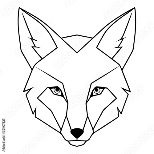 a geometric fox head, rendered in bold lines, embodying modern minimalism