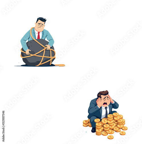 Vsai businessman carrying heavy debt burden and suffering financial loss