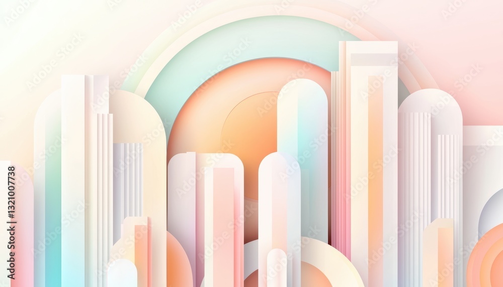 Fototapeta premium Seamless holographic gradient Art Deco skyscraper silhouettes, futuristic Gatsby-inspired luxury pattern, sophisticated modern refinement