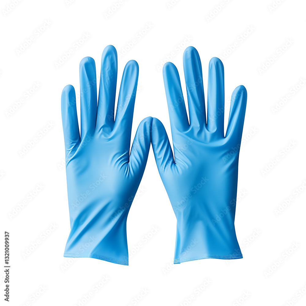 Obraz premium Blue latex gloves on white isolated white and transparent background