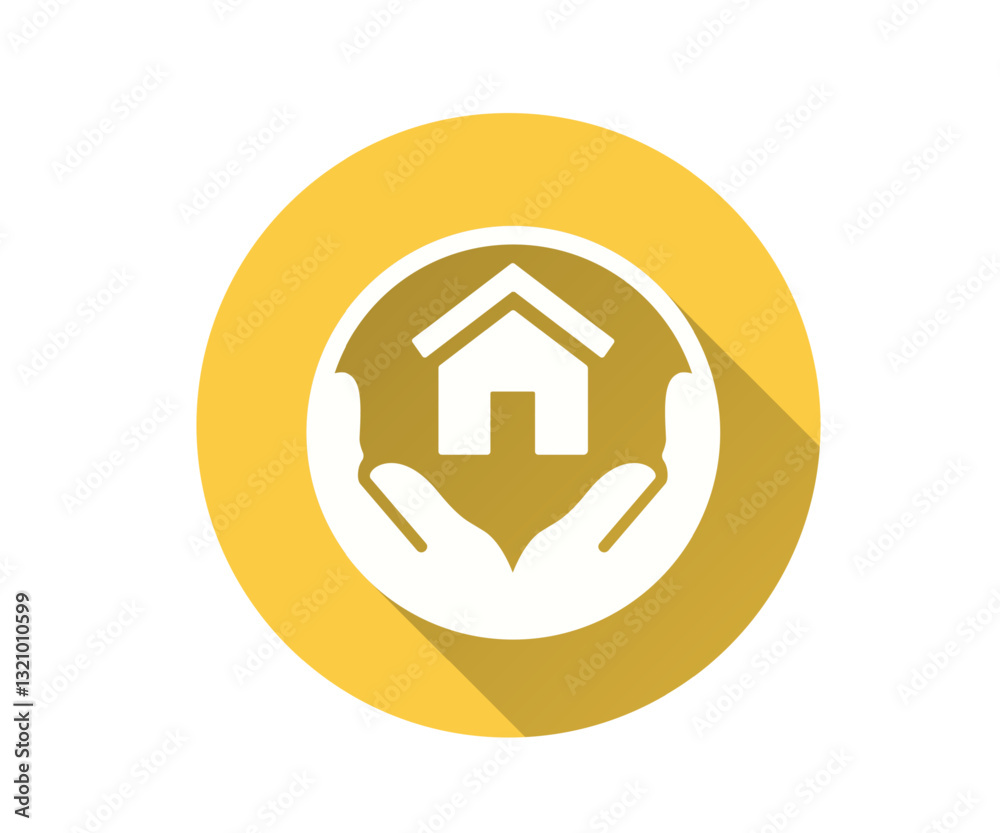 Real estate insurance flat icon. Simple illustration with long shadow for graphic and web design. Real estate insurance flat icon. Simple illustration with long shadow for graphic and web design.