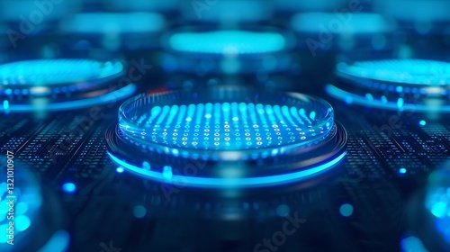 Futuristic Digital Circuits with Glowing Blue Elements on Abstract Background for Technology Concepts