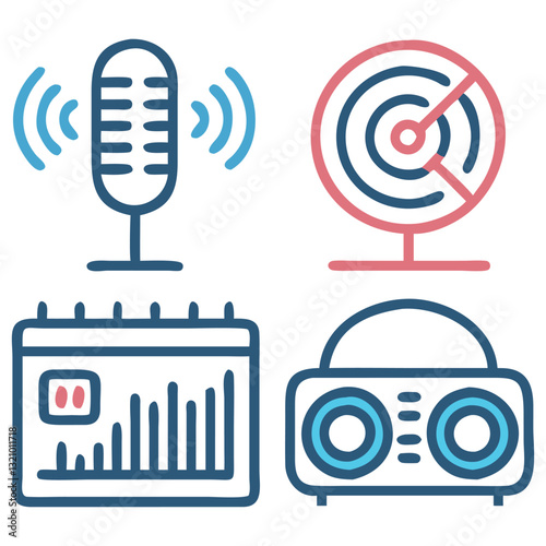 Radio Station Icon Set

