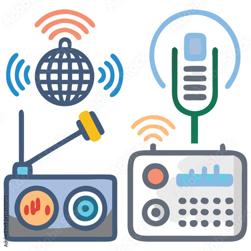 Radio Station Icon Set


