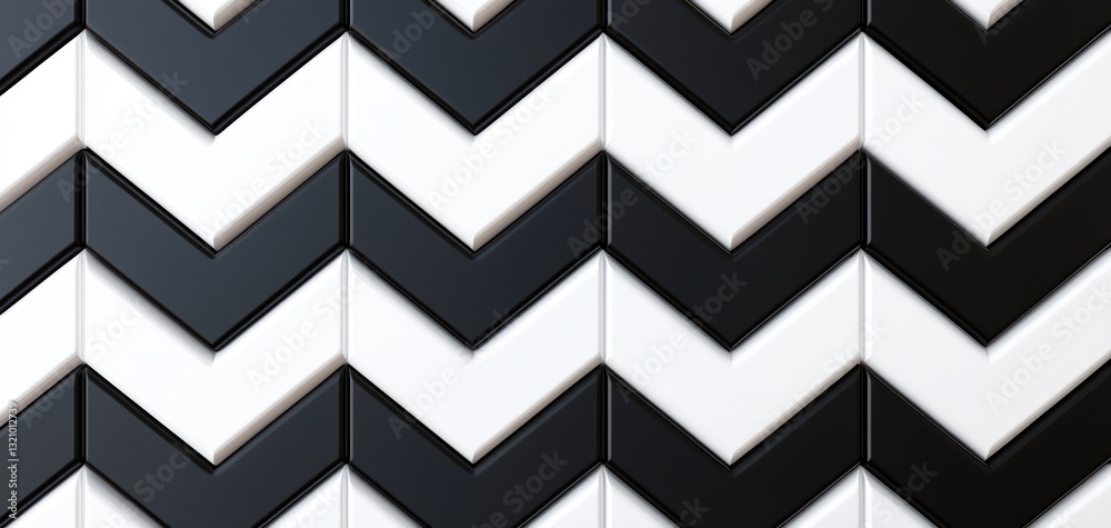 Fototapeta premium Seamless black and white chevron zigzag, refined monochrome geometric luxury pattern, sophisticated high-end modern elegance