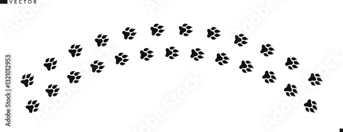 Wolf paw prints vector illustration. Animal paw prints silhouette