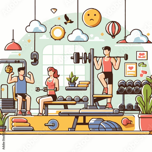 gym, fitness, healthy, exercise, sport, equipment, workout, training, health, lifestyle, body, fit, activity, interior, club, power, strength, athlete, weight, treadmill, trainer, background, woman, a