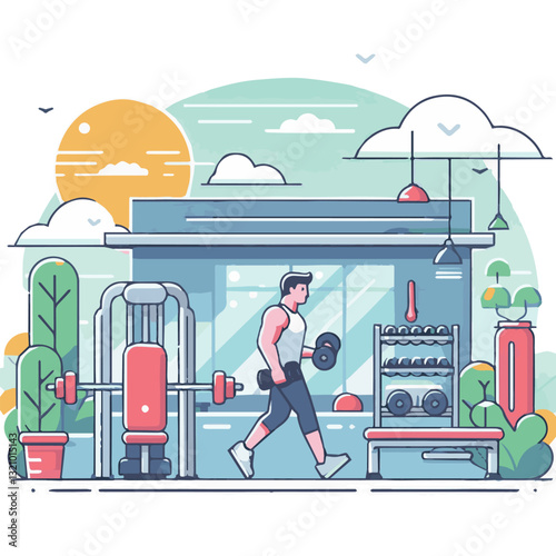 gym, fitness, healthy, exercise, sport, equipment, workout, training, health, lifestyle, body, fit, activity, interior, club, power, strength, athlete, weight, treadmill, trainer, background, woman, a