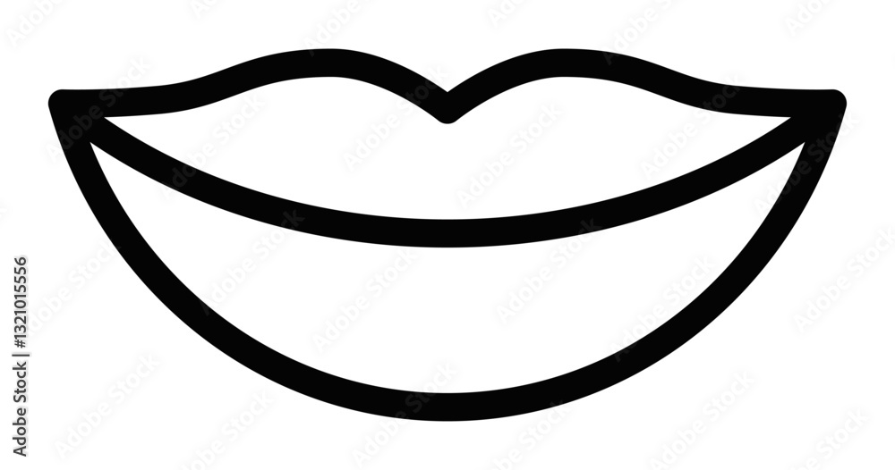 Minimalist smile icon, black outline vector illustration. Editable stroke. Minimalist smile icon, black outline vector illustration. Editable stroke.