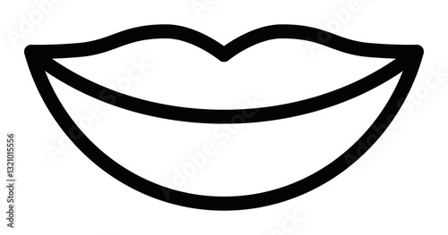 Minimalist smile icon, black outline vector illustration. Editable stroke.