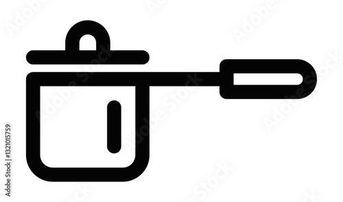 Saucepan with lid icon, black outline vector. Editable stroke.