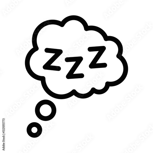 Sleeping dream icon with ZZZ in cloud, outline vector. Editable stroke.