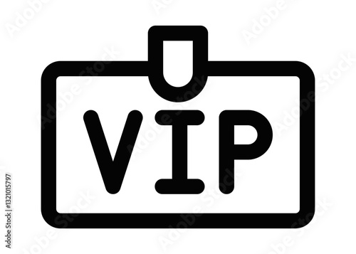 VIP badge icon, black outline vector illustration. Editable stroke.