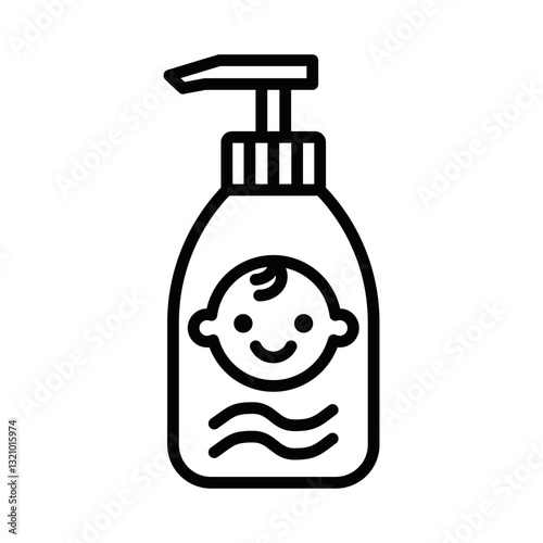 Baby shampoo bottle icon, outline vector. Editable stroke.