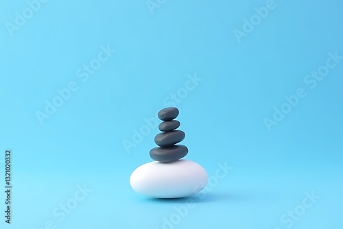 Balancing zen stones tranquil studio still life minimalistic eye-level mindfulness concept photo