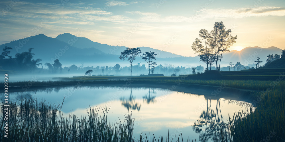Fototapeta premium sunrise over the lake Toba