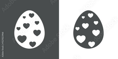 Elemento decorativo de Pascua. Huevo de Pascua con grupo de corazones