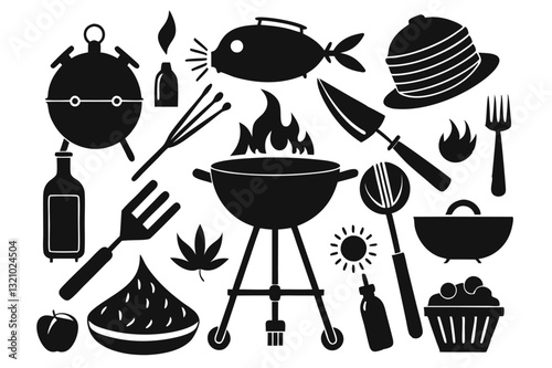 Barbecue icons vector set