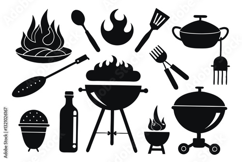 Barbecue icons vector set