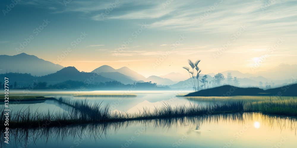 Fototapeta premium sunrise over the lake