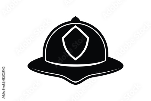 Silhouette of a firefighter helmet in front view vector art illustration.eps