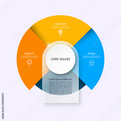 Infographic cycle diagram with 3 steps, parts. Vector infographic circular template with 3 options and place for text. Can be used for report, presentation, data visualization.