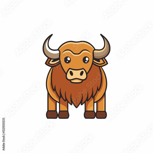 vector illustration of cartoon buffalo