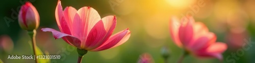 Delicate flower petals unfurl in morning light, bloom, isolated, flowers