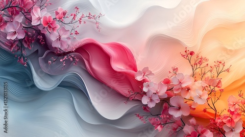 Abstract floral design, smooth flowing colors, wallpaper, decorative background