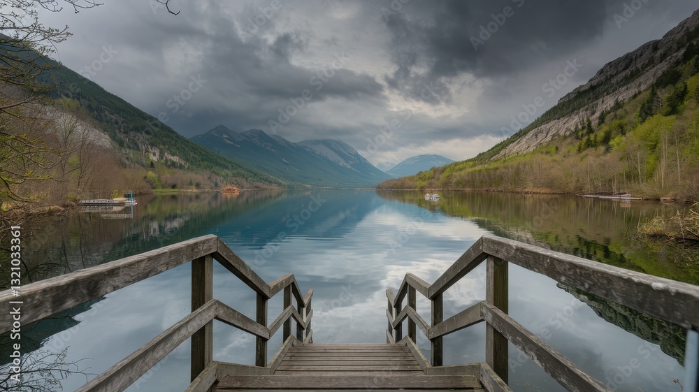 Serene Mountain Lake Reflection: A Tranquil Escape Serene Mountain Lake Reflection: A Tranquil Escape