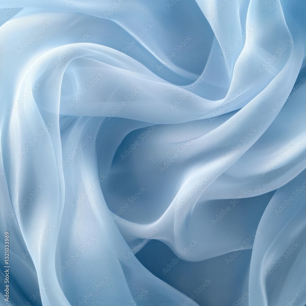 Obraz premium Light blue sheer fabric drapes beautifully