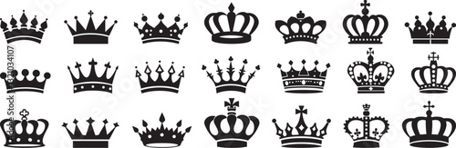 Crowns Collection - Royalty Vector Icons, Isolated on White Background