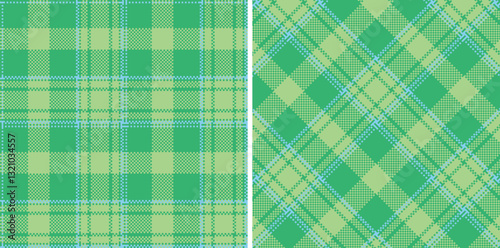 Spring Seamless Madras Plaid featuring Deep Seaweed Green and Dark Mint Green Textile Design