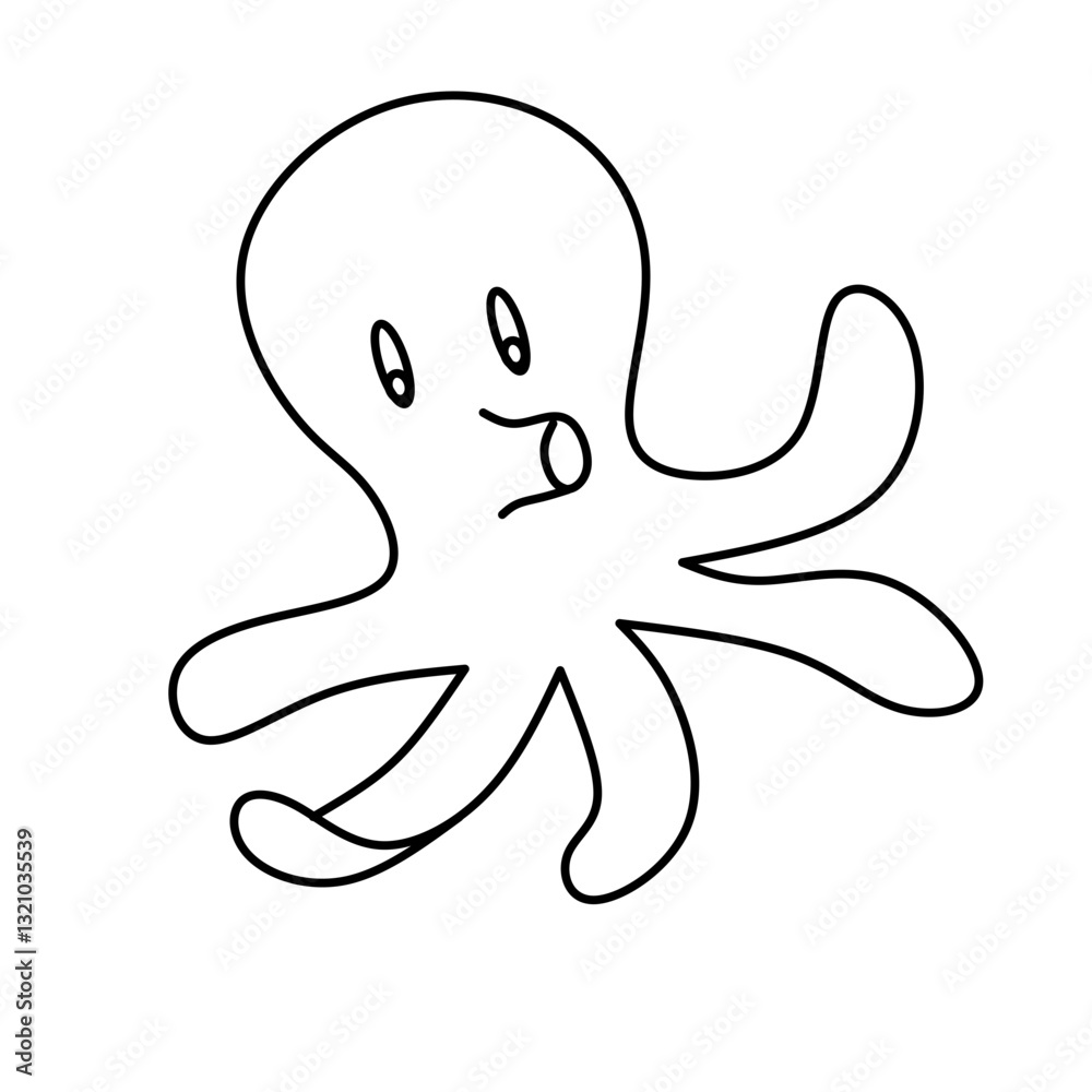 Hand Drawn Minimalist Squid Illustration Hand Drawn Minimalist Squid Illustration
