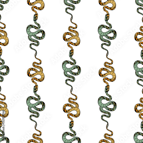 Vibrant snake design showcasing intricate seamless patterns in lively colors
