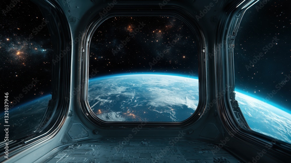 A captivating scene of Earth viewed from a spaceship window, highlighting the vibrant colors of the planet set against the intricate backdrop of stars and deep space. A captivating scene of Earth viewed from a spaceship window, highlighting the vibrant colors of the planet set against the intricate backdrop of stars and deep space.