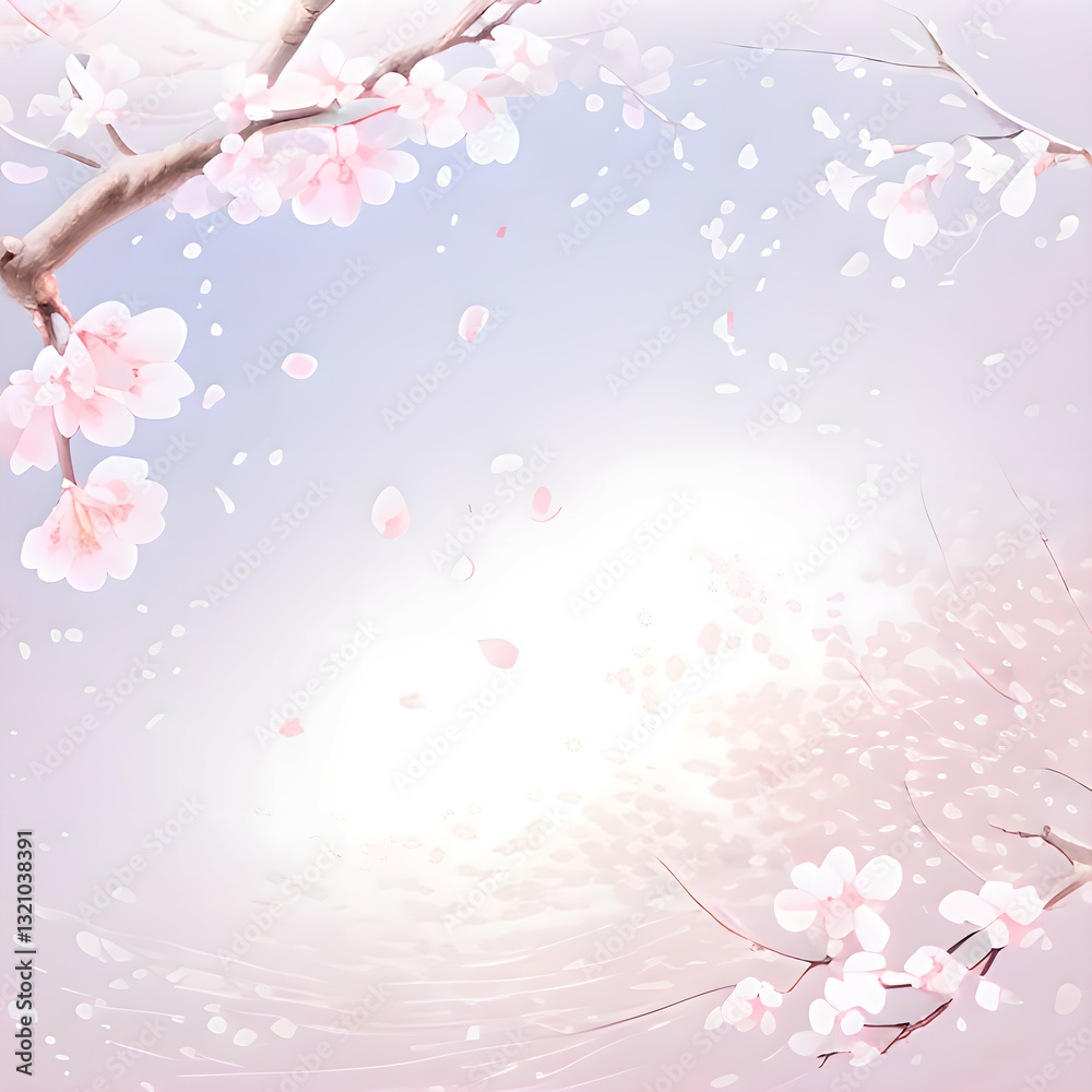 Fototapeta premium 桜の花びら舞う淡いピンクの背景素材