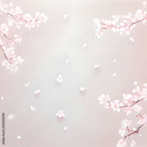 桜の花びら舞う淡いピンクの背景素材